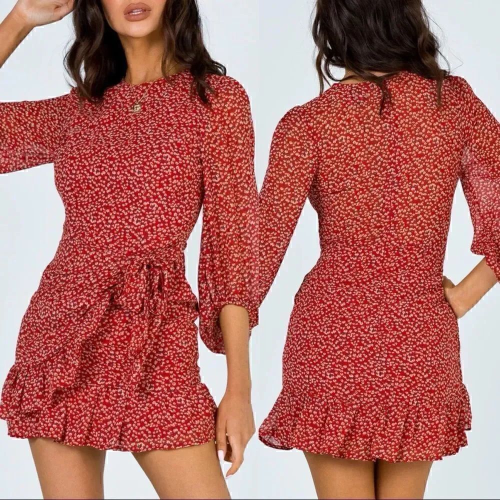 Princess Polly Long Sleeve Wrap Dress